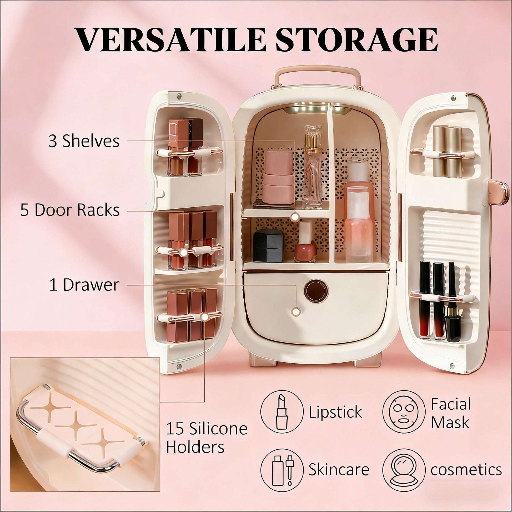 12L Skincare Mini Fridge | Makeup Refrigerator with LED Display - 1st Choice Furniture Direct