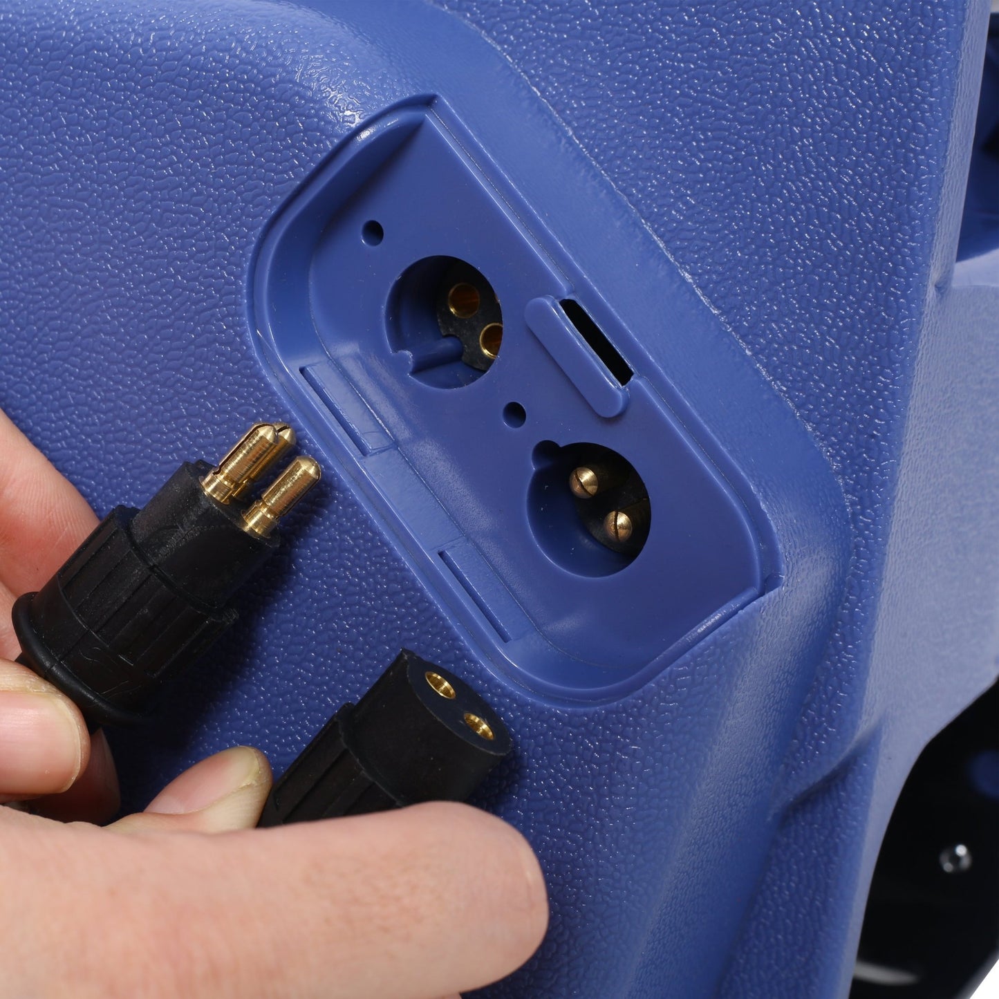 12v 3500lbs Trailer Winch,Reversible Electric Winch, for Boats up to 5000 lbs.,with synthetic rope,with extra pulley hook,power in and power out,with manual function.blue plastic casing - 1st Choice Furniture Direct