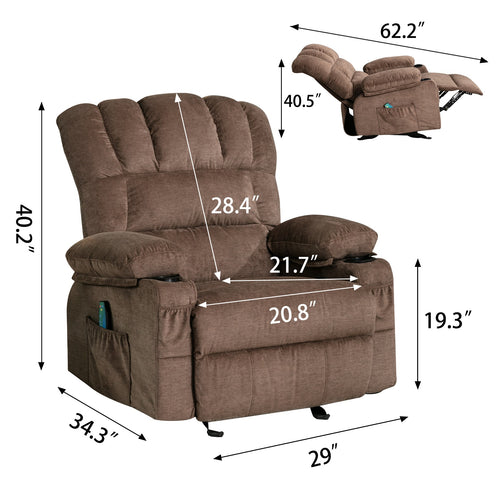 1st Choice Recliner Chair Massage Heating Sofa with USB and Side Pocket