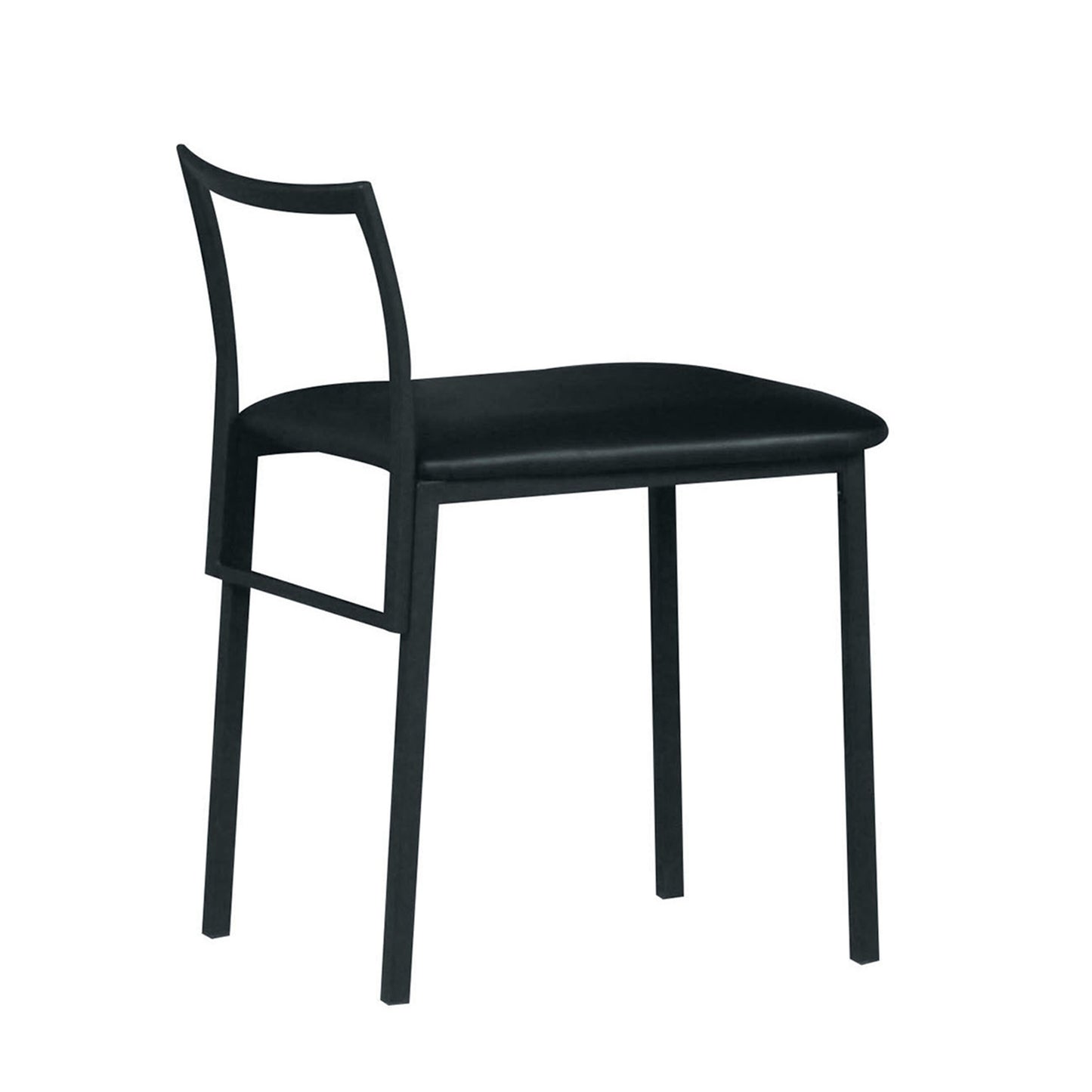 Modern Black Metal Dining Chair | Upholstered PU Seat