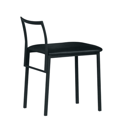 Modern Black Metal Dining Chair | Upholstered PU Seat