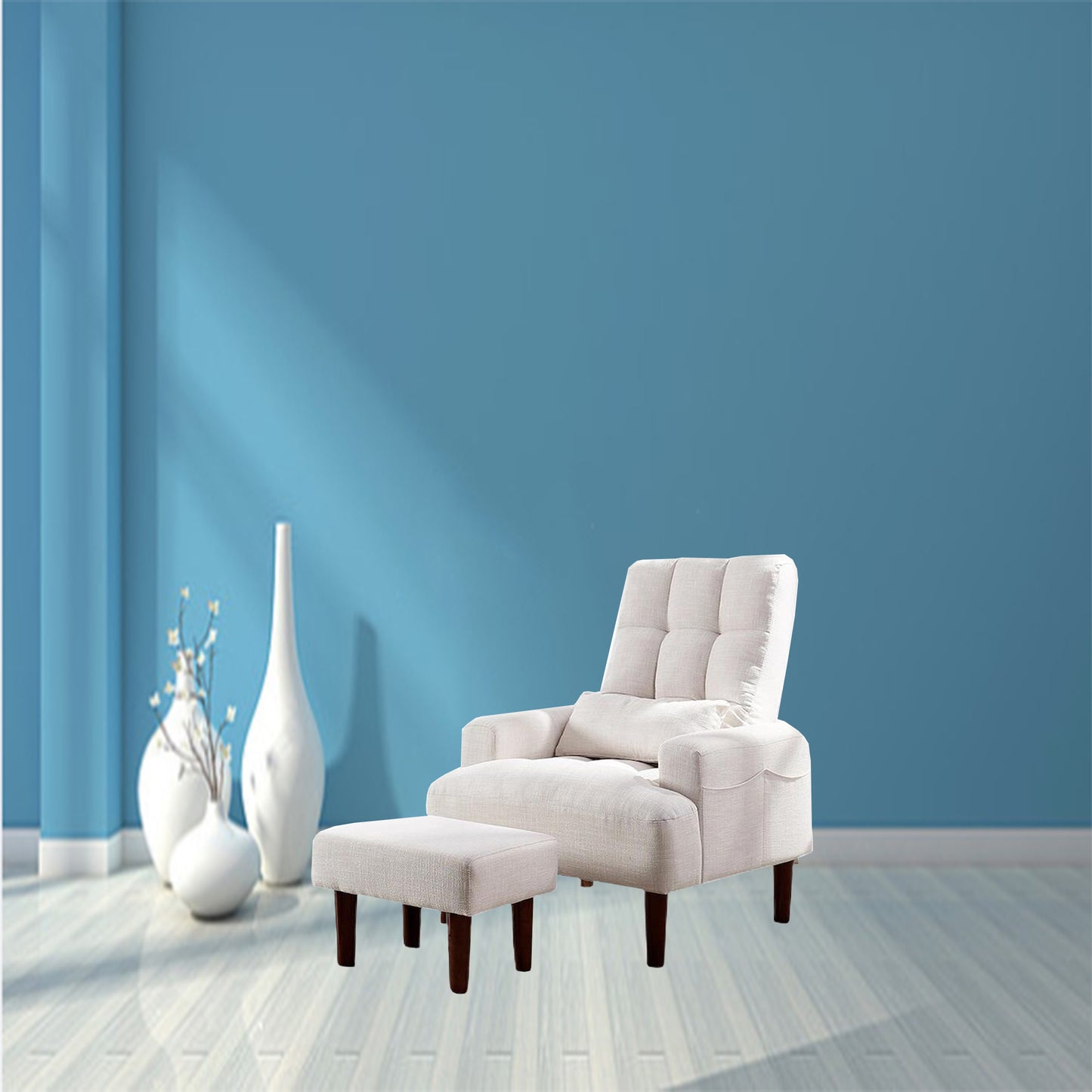 1st Choice Modern Design Cream White Recliner Soft Cozy Sofa Chair