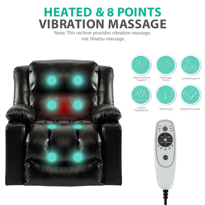 1st Choice 36.6" Wide Velvet Manual Swivel Rocker Heating Massage Recliner Chair