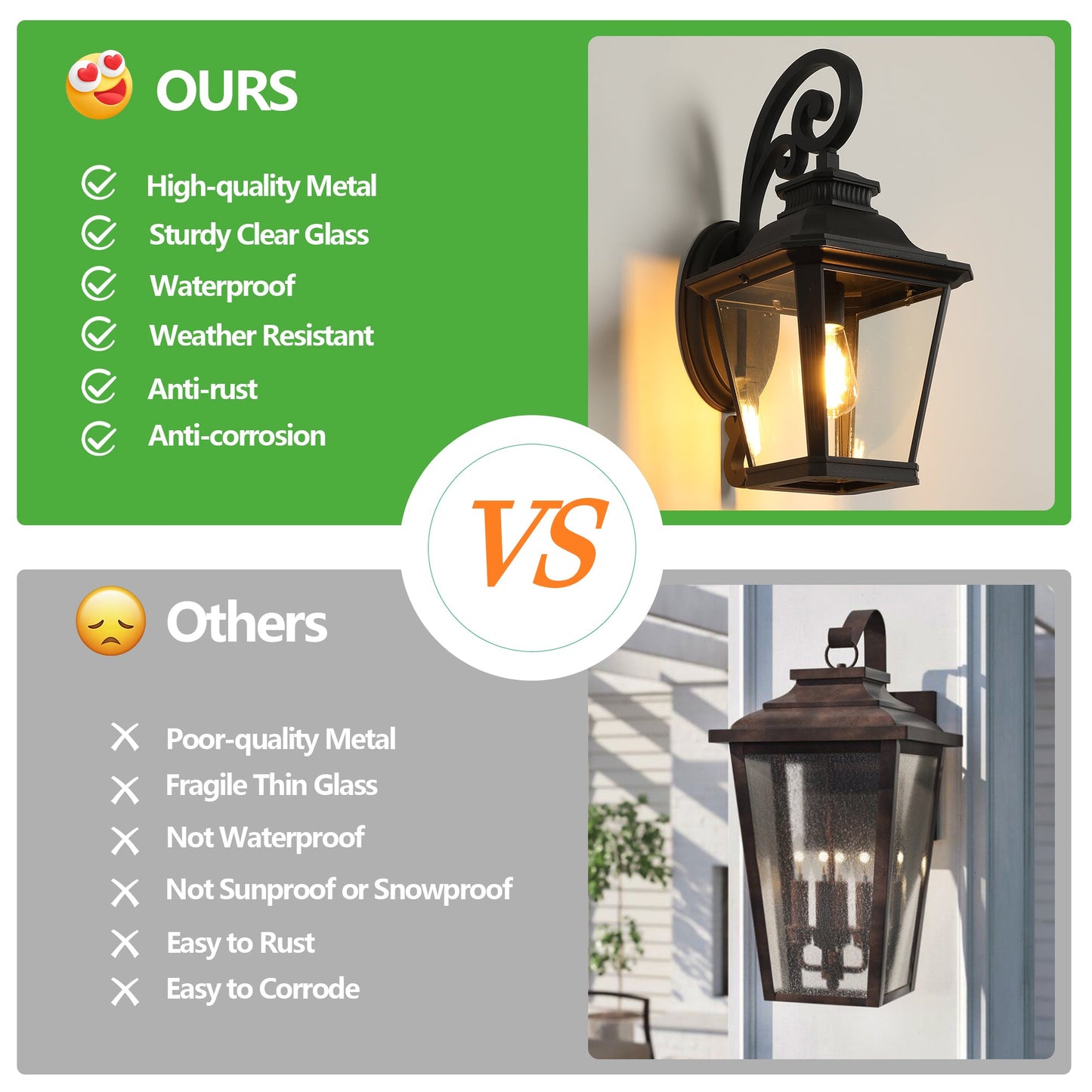 14' Outdoor Wall Lanterns 2 - Pack, Black Waterproof Wall Sconce with Clear Glass Panels, Vintage Exterior Light Fixture for Porch, Patio, Garden, and Doorway (Bulb Not Included) - 1st Choice Furniture Direct
