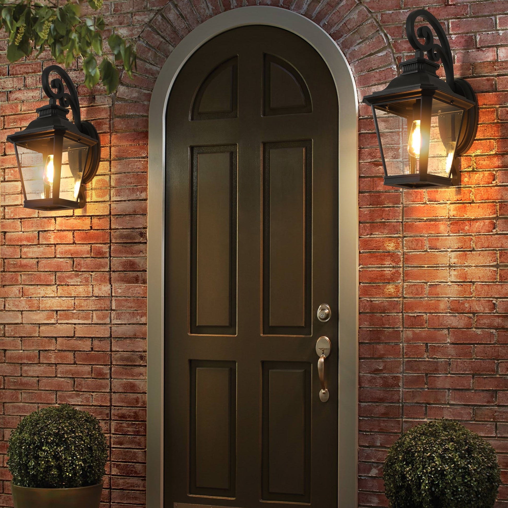 14' Outdoor Wall Lanterns 2 - Pack, Black Waterproof Wall Sconce with Clear Glass Panels, Vintage Exterior Light Fixture for Porch, Patio, Garden, and Doorway (Bulb Not Included) - 1st Choice Furniture Direct