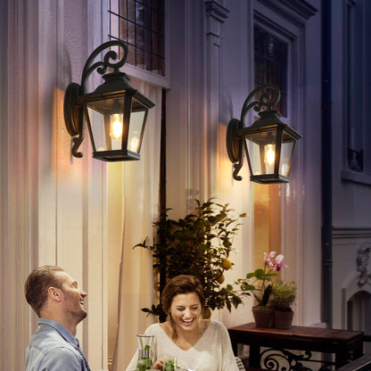 14' Outdoor Wall Lanterns 2 - Pack, Black Waterproof Wall Sconce with Clear Glass Panels, Vintage Exterior Light Fixture for Porch, Patio, Garden, and Doorway (Bulb Not Included) - 1st Choice Furniture Direct