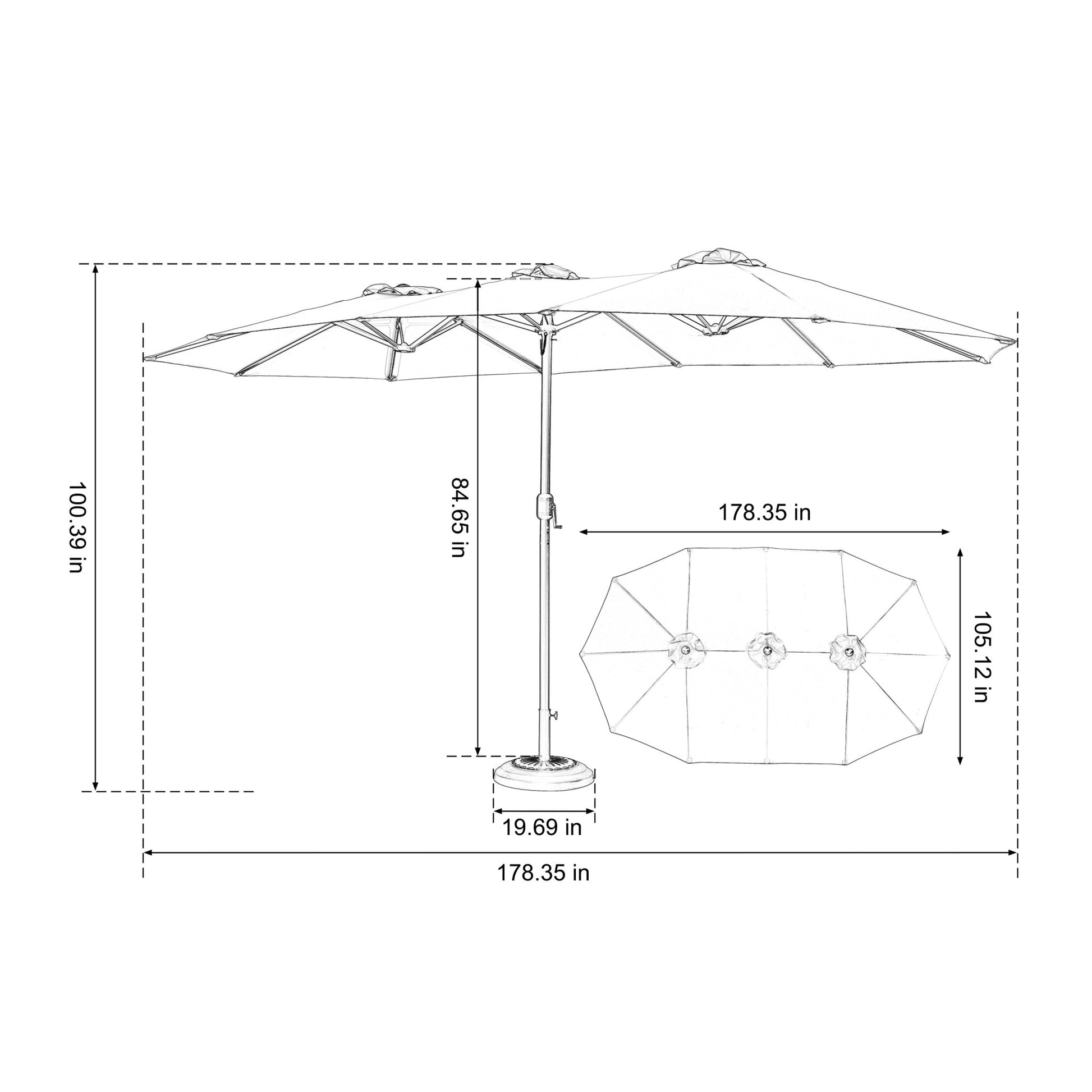 14.8 Ft Double Sided Outdoor Umbrella Rectangular Large with Crank ( Dark blue )(No Base) - 1st Choice Furniture Direct
