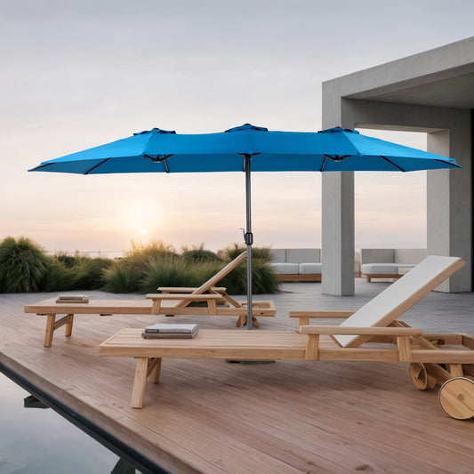 14.8 Ft Double Sided Outdoor Umbrella Rectangular Large with Crank ( Dark blue )(No Base) - 1st Choice Furniture Direct