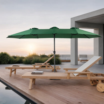 14.8 Ft Double Sided Outdoor Umbrella Rectangular Large with Crank ( Dark green)(No Base) - 1st Choice Furniture Direct