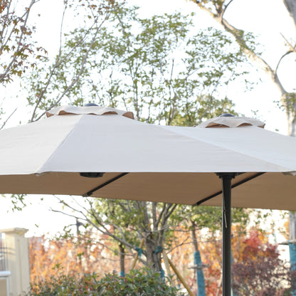 14.8 Ft Double Sided Outdoor Umbrella Rectangular Large with Crank ( khaki )(No Base) - 1st Choice Furniture Direct