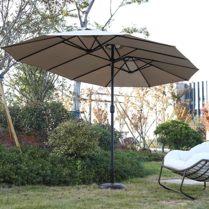 14.8 Ft Double Sided Outdoor Umbrella Rectangular Large with Crank ( khaki )(No Base) - 1st Choice Furniture Direct