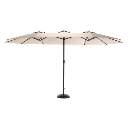14.8 Ft Double Sided Outdoor Umbrella Rectangular Large with Crank ( khaki )(No Base) - 1st Choice Furniture Direct