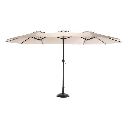 14.8 Ft Double Sided Outdoor Umbrella Rectangular Large with Crank ( khaki )(No Base) - 1st Choice Furniture Direct