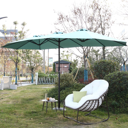 14.8 Ft Double Sided Outdoor Umbrella Rectangular Large with Crank ( Light green )(No Base) - 1st Choice Furniture Direct