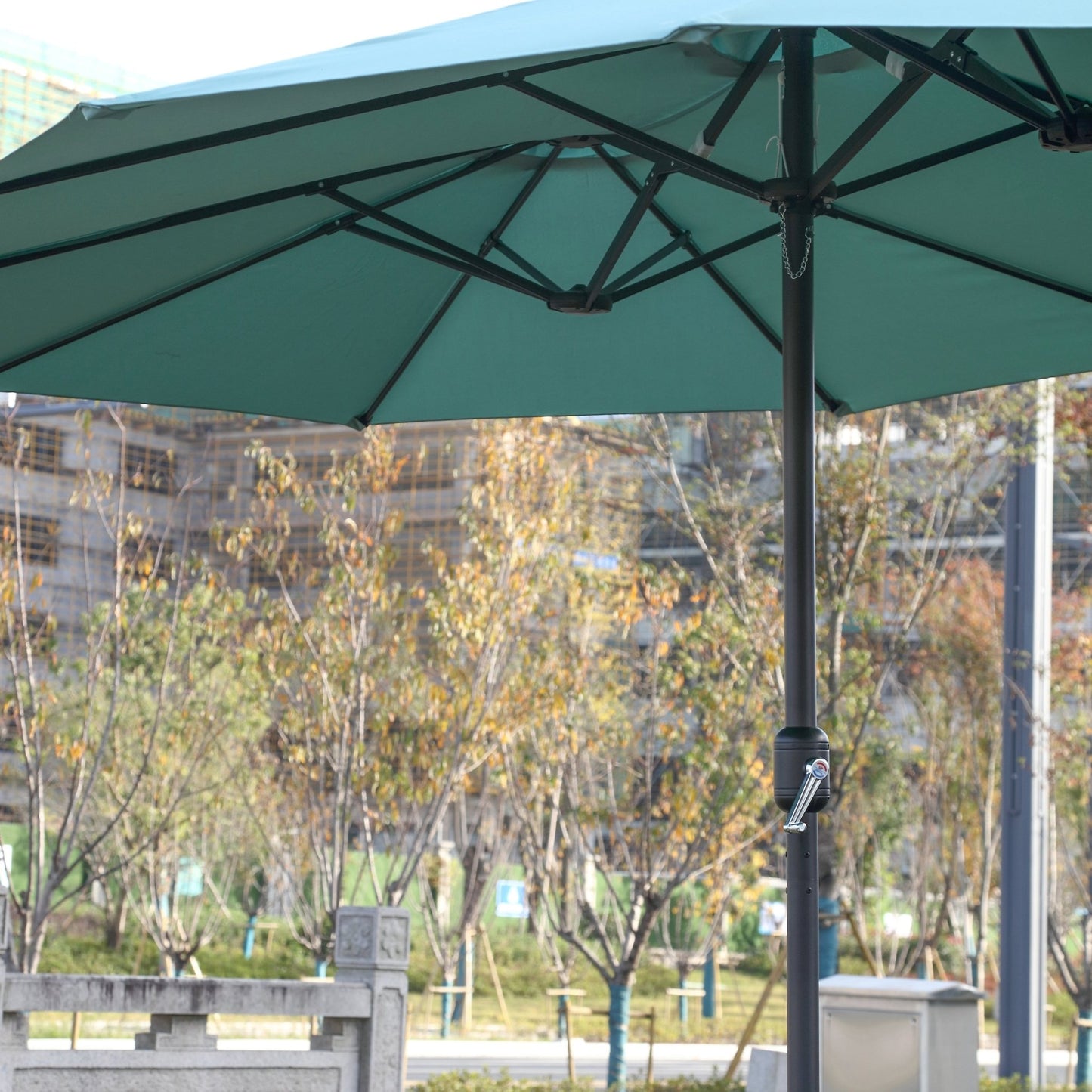 14.8 Ft Double Sided Outdoor Umbrella Rectangular Large with Crank ( Light green )(No Base) - 1st Choice Furniture Direct