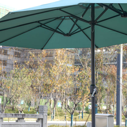 14.8 Ft Double Sided Outdoor Umbrella Rectangular Large with Crank ( Light green )(No Base) - 1st Choice Furniture Direct