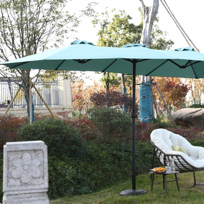 14.8 Ft Double Sided Outdoor Umbrella Rectangular Large with Crank ( Light green )(No Base) - 1st Choice Furniture Direct