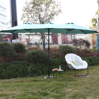 14.8 Ft Double Sided Outdoor Umbrella Rectangular Large with Crank ( Light green )(No Base) - 1st Choice Furniture Direct
