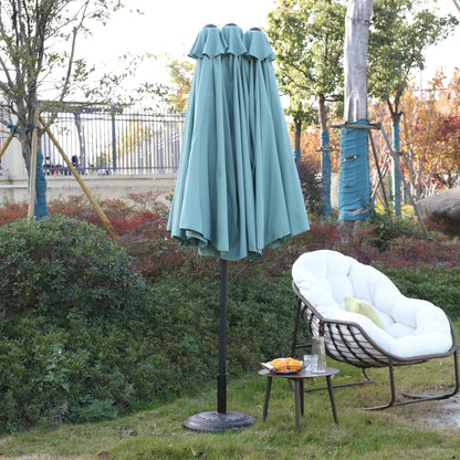 14.8 Ft Double Sided Outdoor Umbrella Rectangular Large with Crank ( Light green )(No Base) - 1st Choice Furniture Direct
