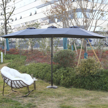 14.8 Ft Double Sided Outdoor Umbrella Rectangular Large with Crank ( Navy blue )(No Base) - 1st Choice Furniture Direct