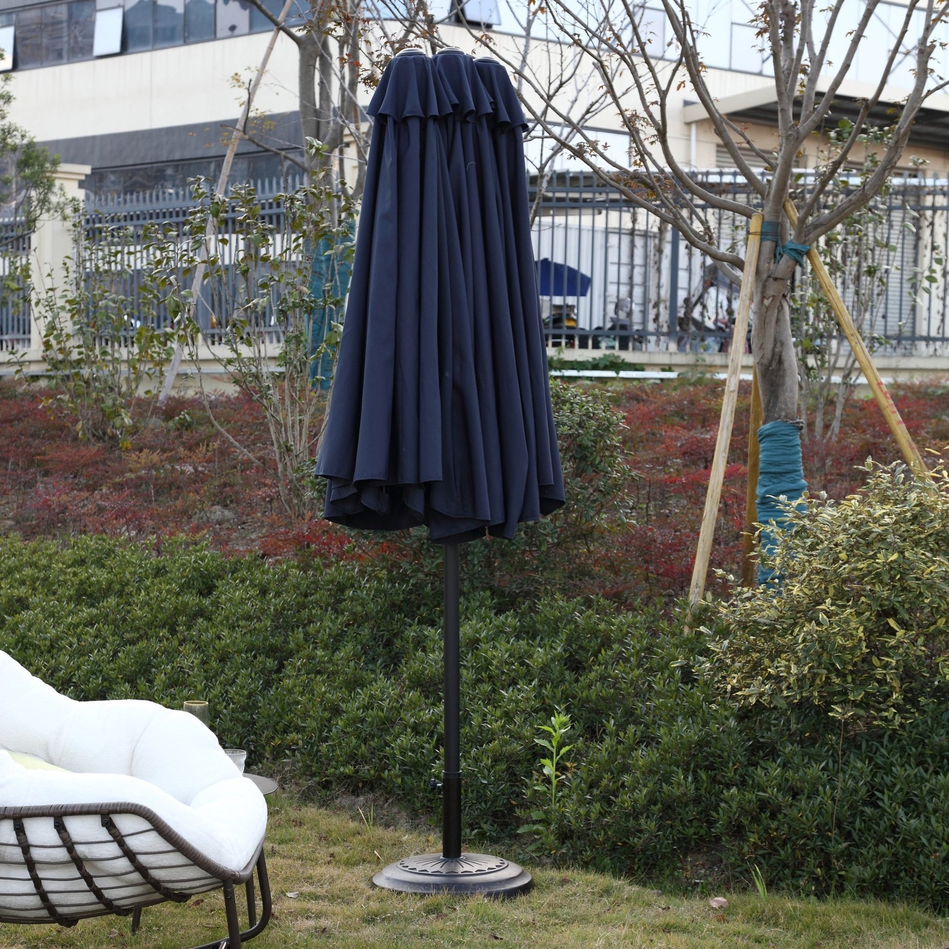14.8 Ft Double Sided Outdoor Umbrella Rectangular Large with Crank ( Navy blue )(No Base) - 1st Choice Furniture Direct