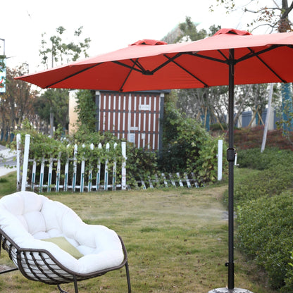 14.8 Ft Double Sided Outdoor Umbrella Rectangular Large with Crank ( Orange )(No Base) - 1st Choice Furniture Direct