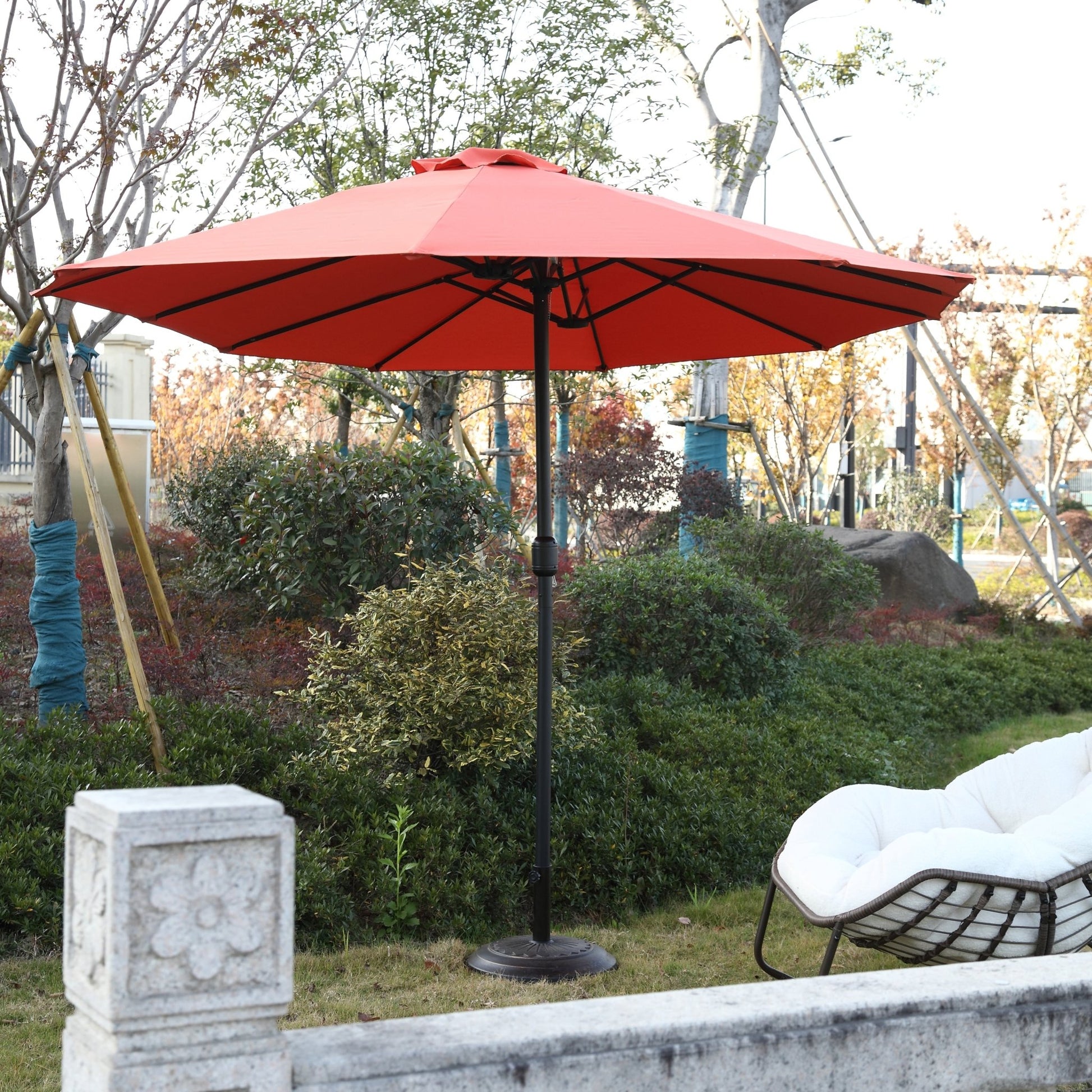 14.8 Ft Double Sided Outdoor Umbrella Rectangular Large with Crank ( Orange )(No Base) - 1st Choice Furniture Direct
