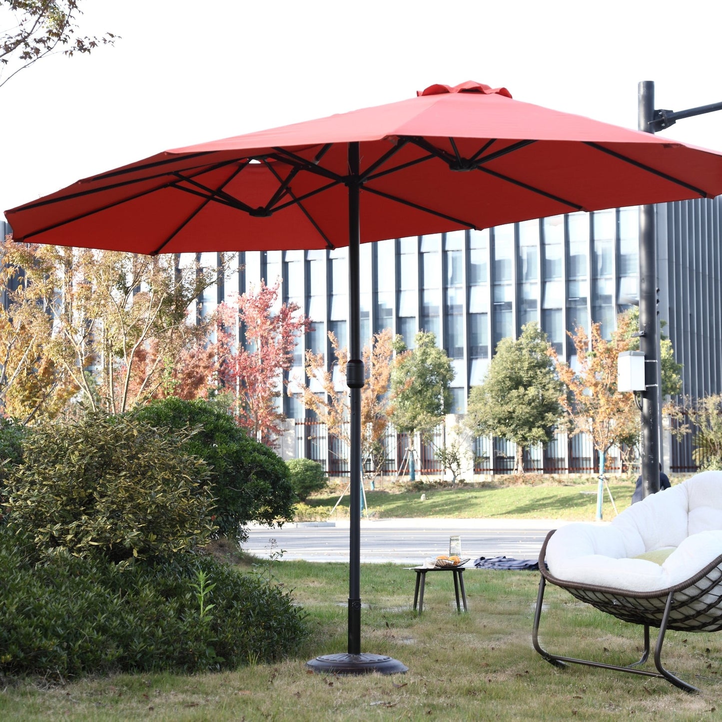 14.8 Ft Double Sided Outdoor Umbrella Rectangular Large with Crank ( Orange )(No Base) - 1st Choice Furniture Direct