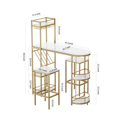 1st Choice 3 Pcs Kitchen Bar Table and Chairs Set in Modern White