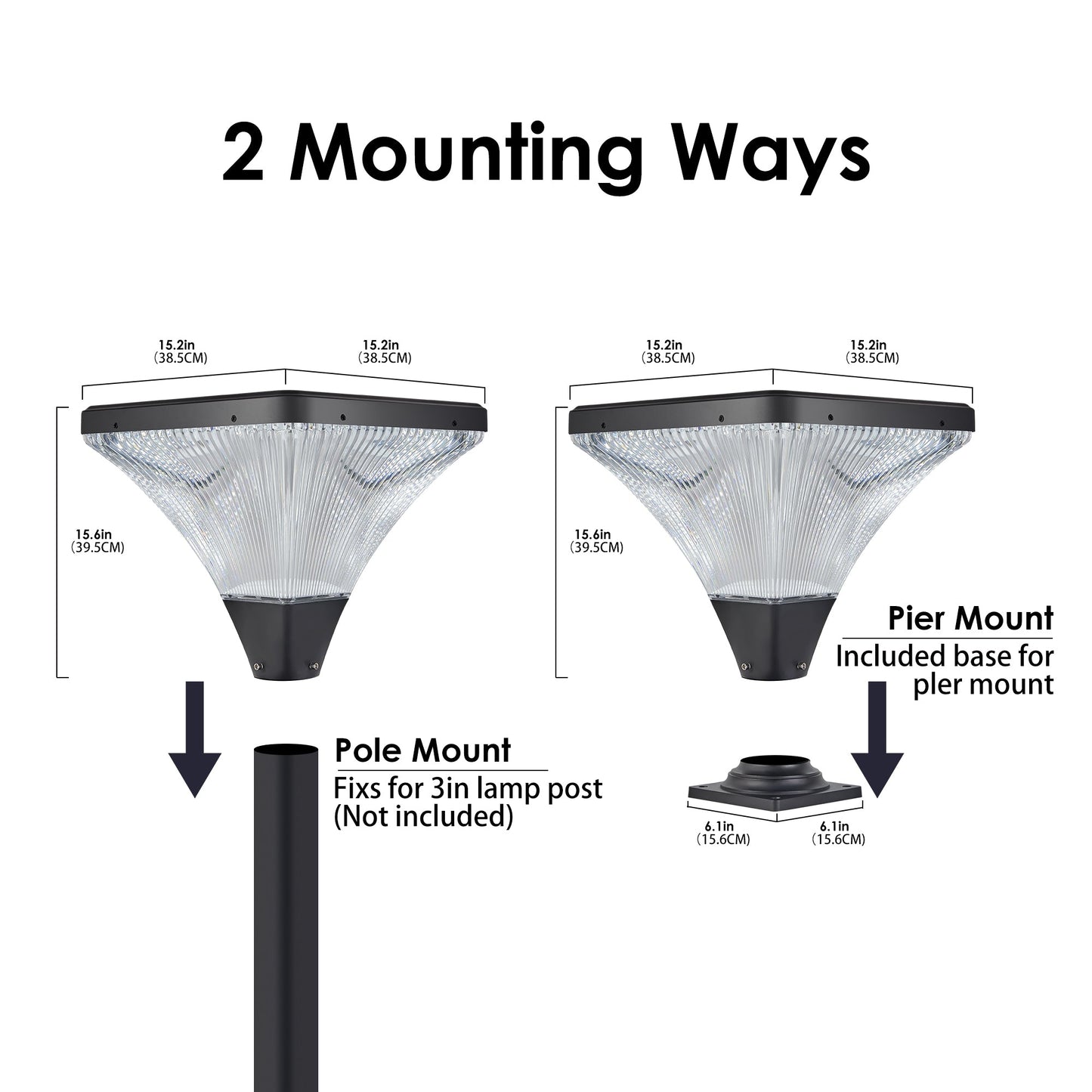 15' Black Outdoor Post Light - LED with Remote Control, Dimmable, Timer Function, Weatherproof for Yard, Garden, Pathway (1 - Pack) - 1st Choice Furniture Direct