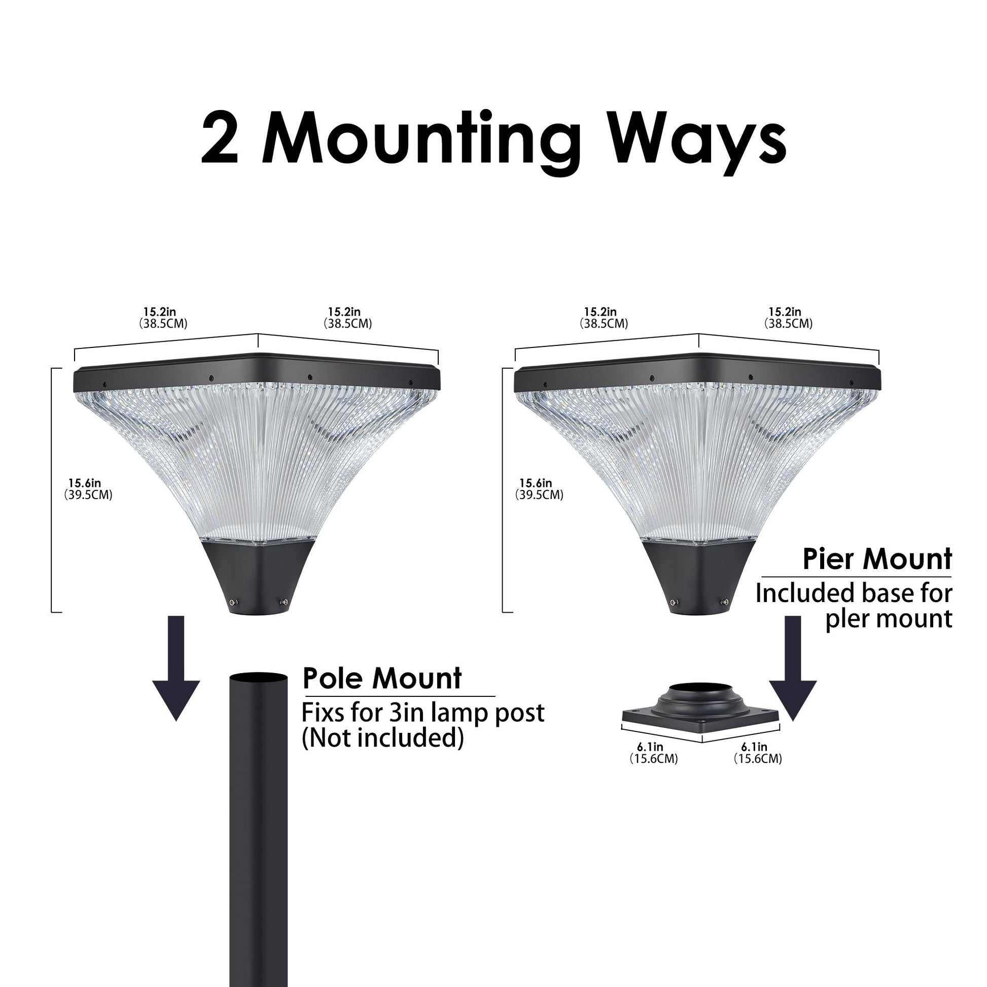 15' Black Outdoor Post Light - LED with Remote Control, Dimmable, Timer Function, Weatherproof for Yard, Garden, Pathway (1 - Pack) - 1st Choice Furniture Direct