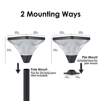 15' Black Outdoor Post Light - LED with Remote Control, Dimmable, Timer Function, Weatherproof for Yard, Garden, Pathway (1 - Pack) - 1st Choice Furniture Direct