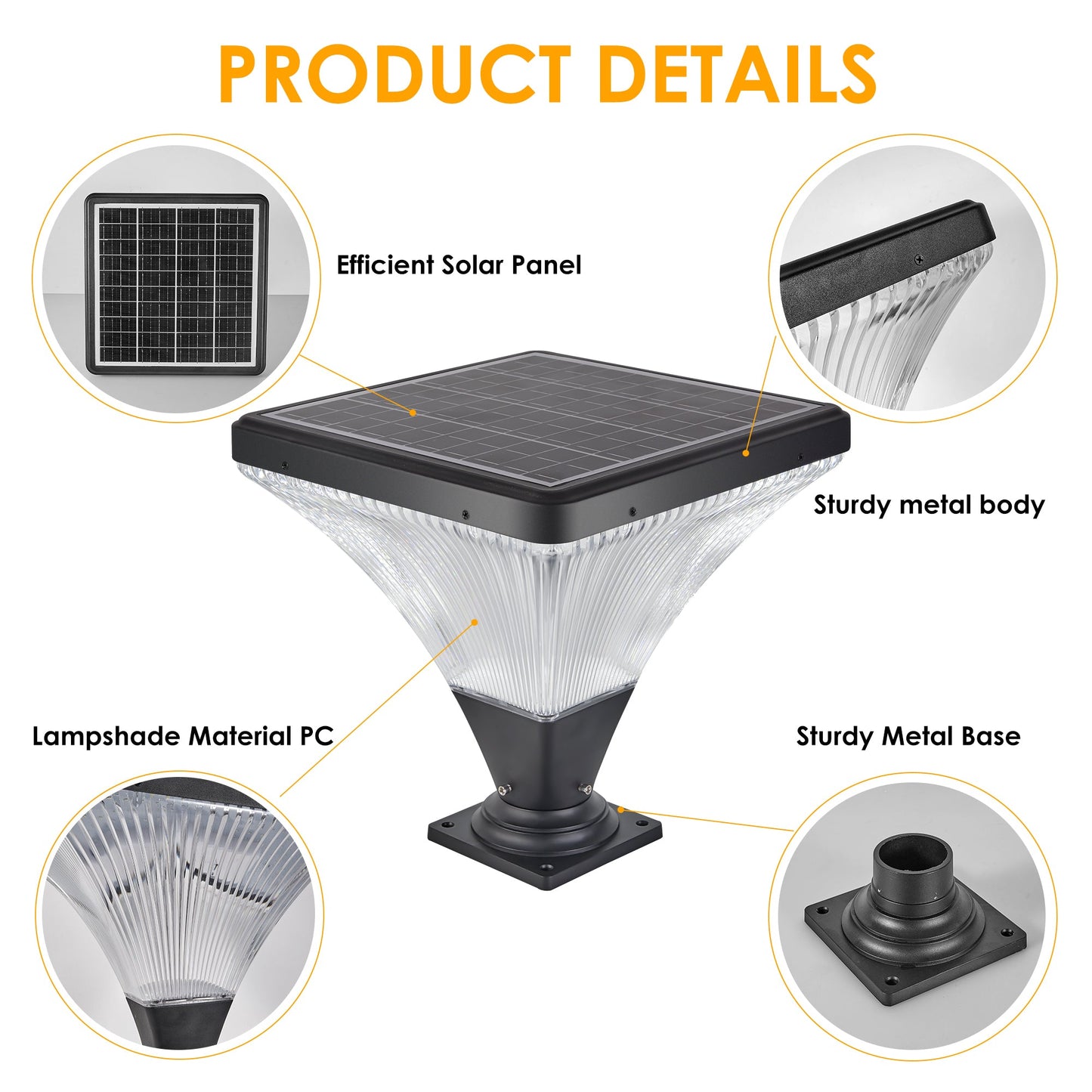 15' Black Outdoor Post Light - LED with Remote Control, Dimmable, Timer Function, Weatherproof for Yard, Garden, Pathway (1 - Pack) - 1st Choice Furniture Direct