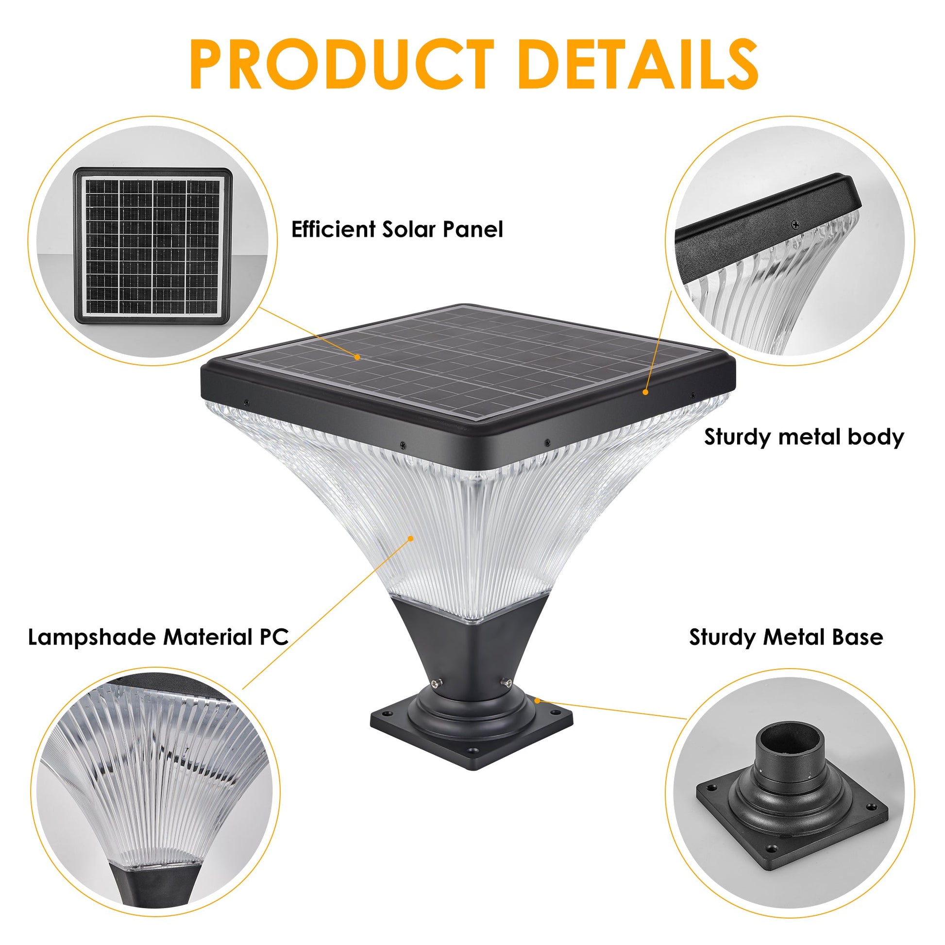 15' Black Outdoor Post Light - LED with Remote Control, Dimmable, Timer Function, Weatherproof for Yard, Garden, Pathway (1 - Pack) - 1st Choice Furniture Direct