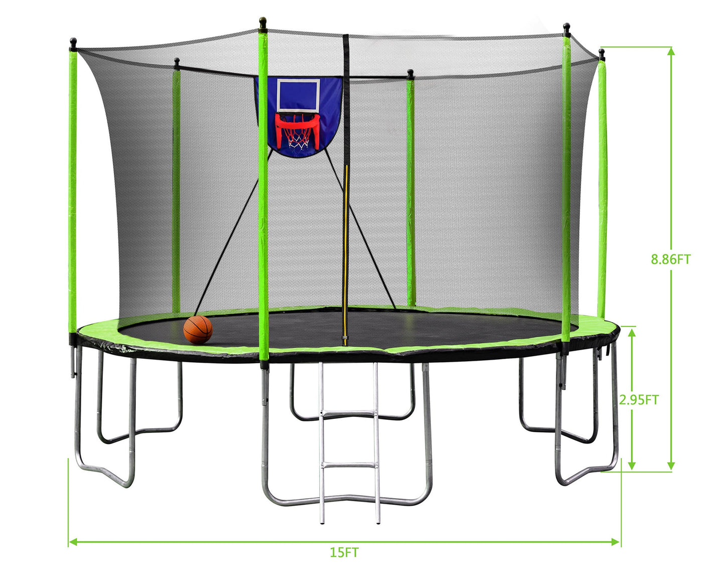 15 Foot Outdoor Trampoline with Safety Enclosure & Galvanized Frame - 1st Choice Furniture Direct