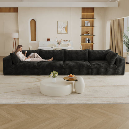 157.6'Cloud Sofa,Corduroy Fabric,Deep Seat Couches,Double - layer design,Removable Cushion,No Assembly,DIY Combination for Living room, Bedroom,Conference room ,Apartment,Black - 1st Choice Furniture Direct