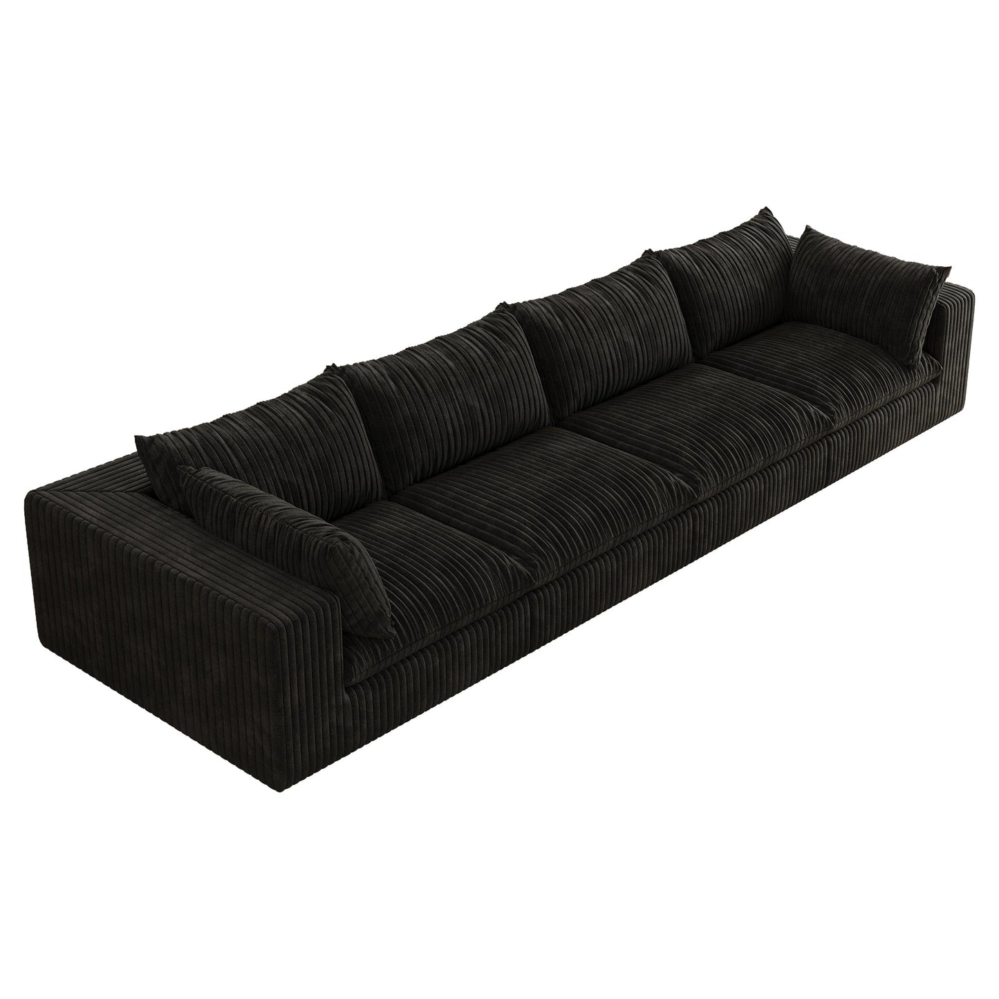 157.6'Cloud Sofa,Corduroy Fabric,Deep Seat Couches,Double - layer design,Removable Cushion,No Assembly,DIY Combination for Living room, Bedroom,Conference room ,Apartment,Black - 1st Choice Furniture Direct