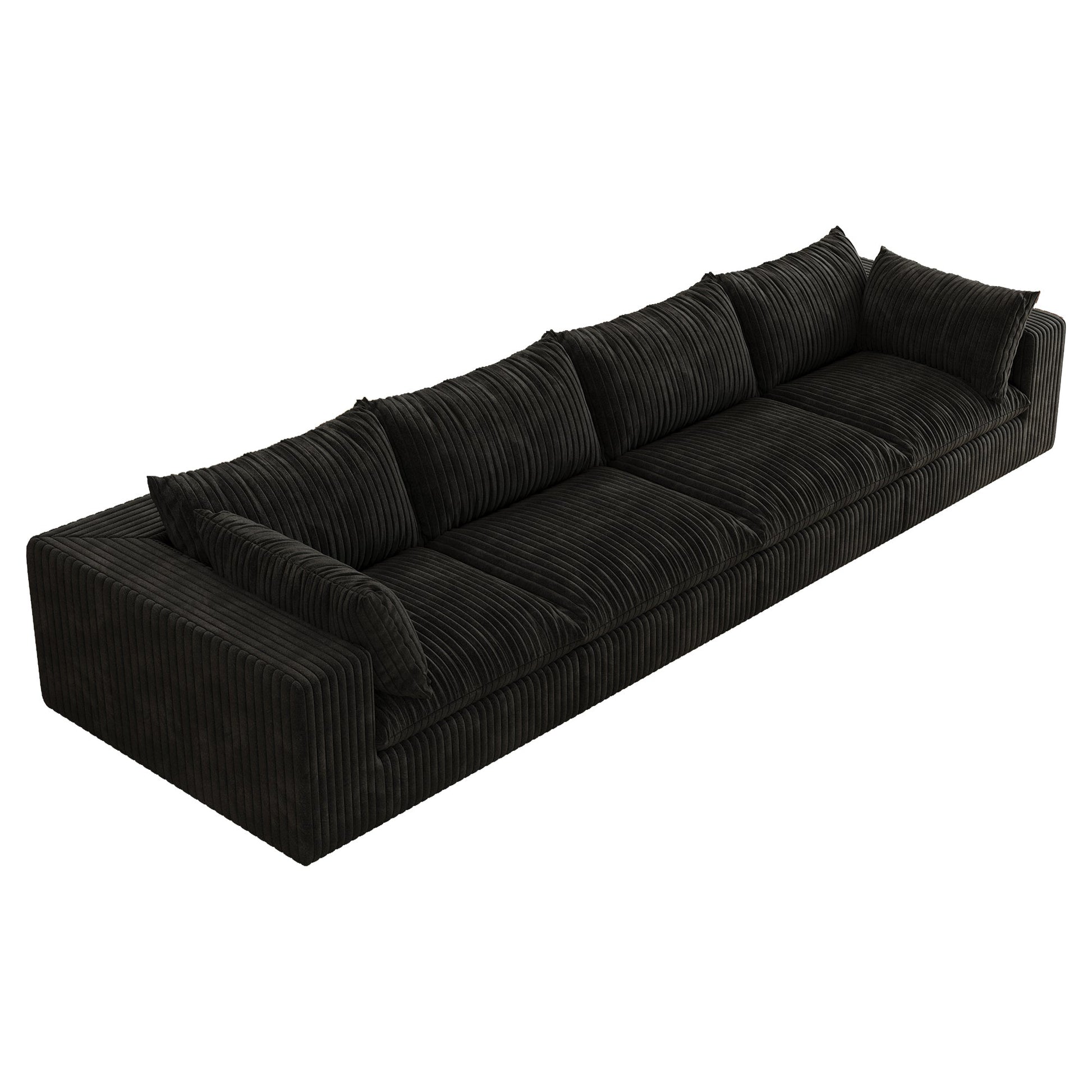 157.6'Cloud Sofa,Corduroy Fabric,Deep Seat Couches,Double - layer design,Removable Cushion,No Assembly,DIY Combination for Living room, Bedroom,Conference room ,Apartment,Black - 1st Choice Furniture Direct