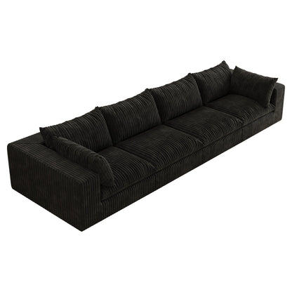 157.6'Cloud Sofa,Corduroy Fabric,Deep Seat Couches,Double - layer design,Removable Cushion,No Assembly,DIY Combination for Living room, Bedroom,Conference room ,Apartment,Black - 1st Choice Furniture Direct