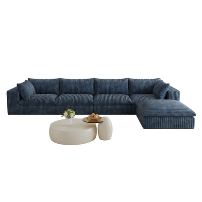 157.6'Cloud Sofa,Corduroy Fabric,Deep Seat Couches,Double - layer design,Removable Cushion,No Assembly,DIY Combination for Living room, Bedroom,Conference room ,Apartment,Blue - 1st Choice Furniture Direct