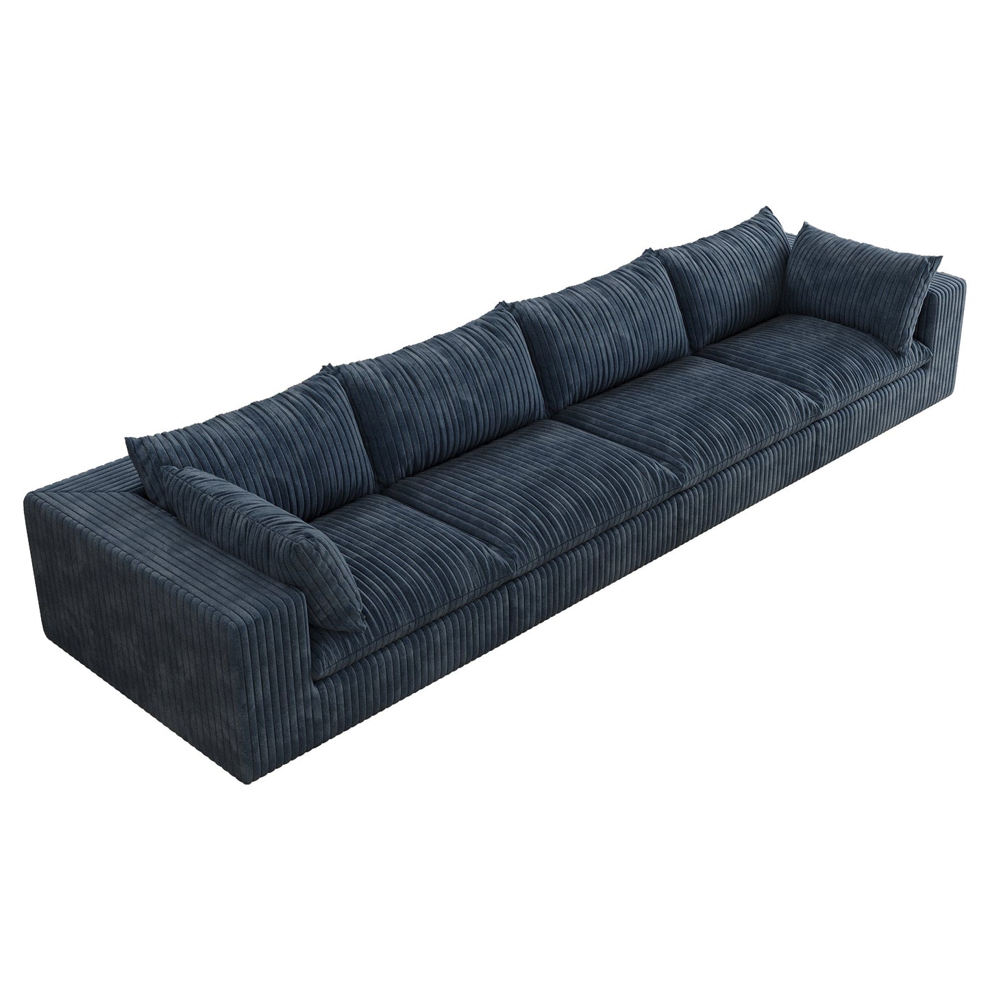 157.6'Cloud Sofa,Corduroy Fabric,Deep Seat Couches,Double - layer design,Removable Cushion,No Assembly,DIY Combination for Living room, Bedroom,Conference room ,Apartment,Blue - 1st Choice Furniture Direct