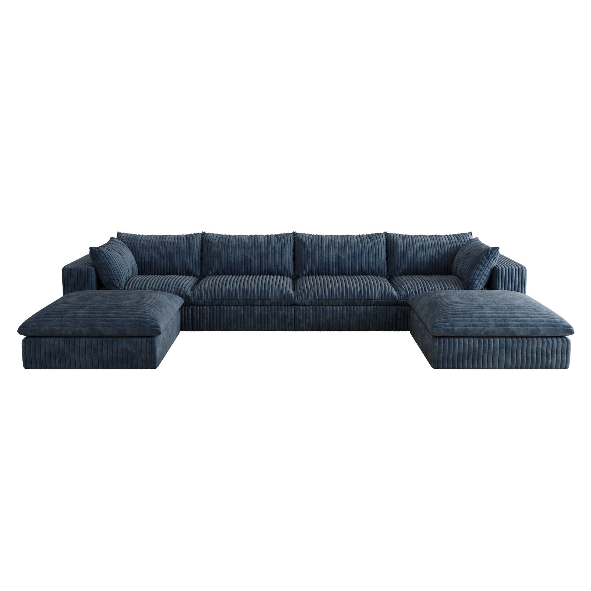 157.6'Cloud Sofa,Corduroy Fabric,Deep Seat Couches,Double - layer design,Removable Cushion,No Assembly,DIY Combination for Living room, Bedroom,Conference room ,Apartment,Blue - 1st Choice Furniture Direct