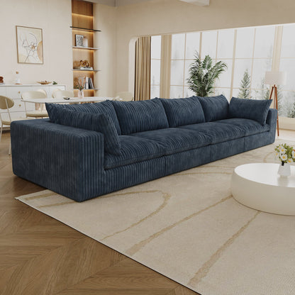 157.6'Cloud Sofa,Corduroy Fabric,Deep Seat Couches,Double - layer design,Removable Cushion,No Assembly,DIY Combination for Living room, Bedroom,Conference room ,Apartment,Blue - 1st Choice Furniture Direct