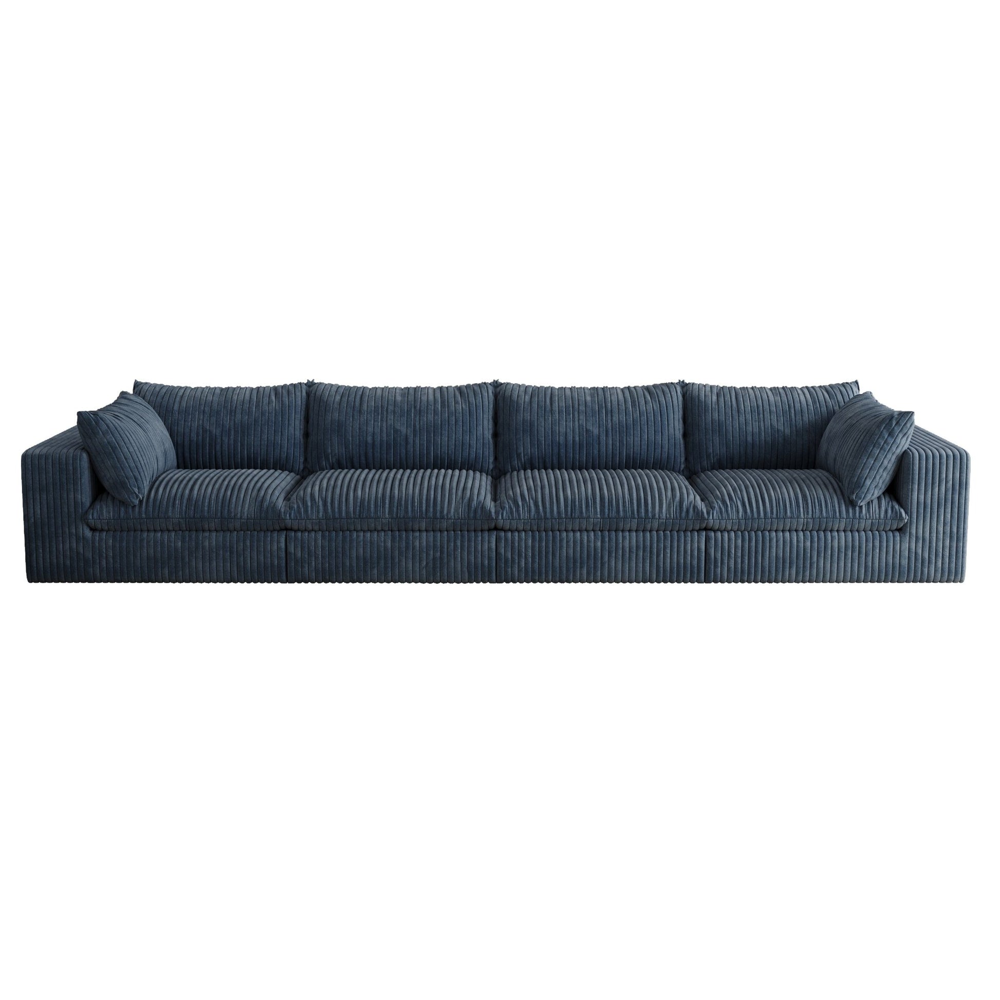 157.6'Cloud Sofa,Corduroy Fabric,Deep Seat Couches,Double - layer design,Removable Cushion,No Assembly,DIY Combination for Living room, Bedroom,Conference room ,Apartment,Blue - 1st Choice Furniture Direct