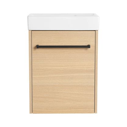 16'' Floating Wall - Mounted Bathroom Vanity with Ceramic Sink & Soft - Close Cabinet Door, For Small Bathroom - 1st Choice Furniture Direct
