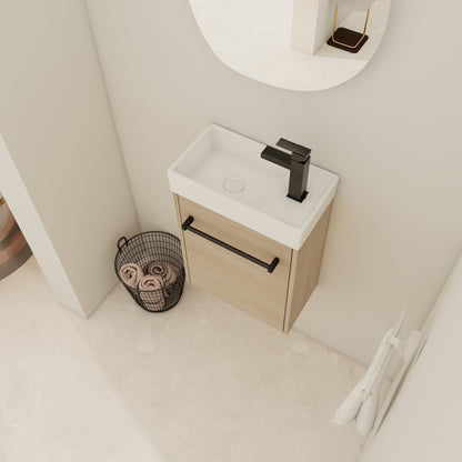 16'' Floating Wall - Mounted Bathroom Vanity with Ceramic Sink & Soft - Close Cabinet Door, For Small Bathroom - 1st Choice Furniture Direct