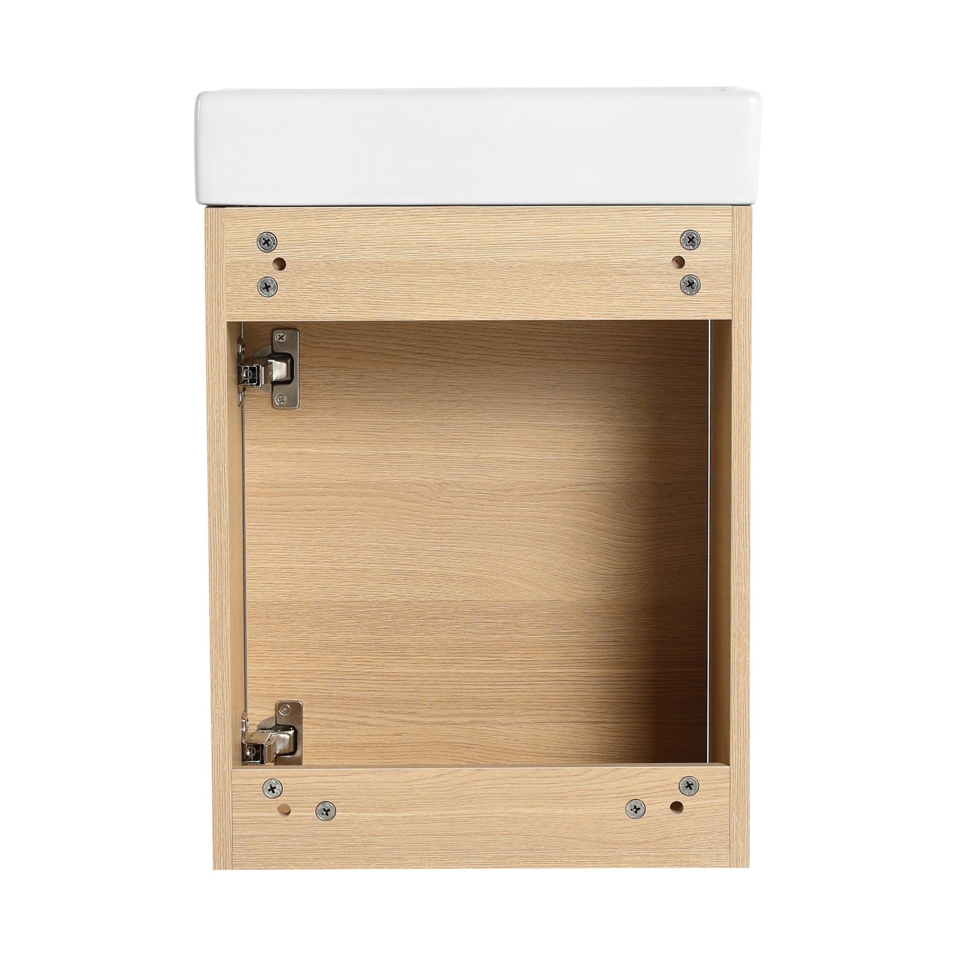 16'' Floating Wall - Mounted Bathroom Vanity with Ceramic Sink & Soft - Close Cabinet Door, For Small Bathroom - 1st Choice Furniture Direct