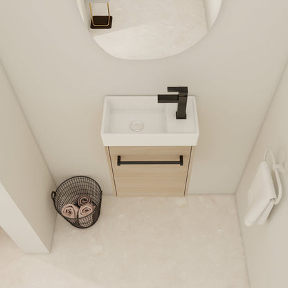 16'' Floating Wall - Mounted Bathroom Vanity with Ceramic Sink & Soft - Close Cabinet Door, For Small Bathroom - 1st Choice Furniture Direct
