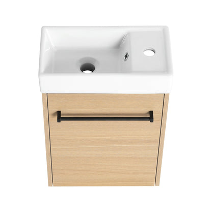 16'' Floating Wall - Mounted Bathroom Vanity with Ceramic Sink & Soft - Close Cabinet Door, For Small Bathroom - 1st Choice Furniture Direct