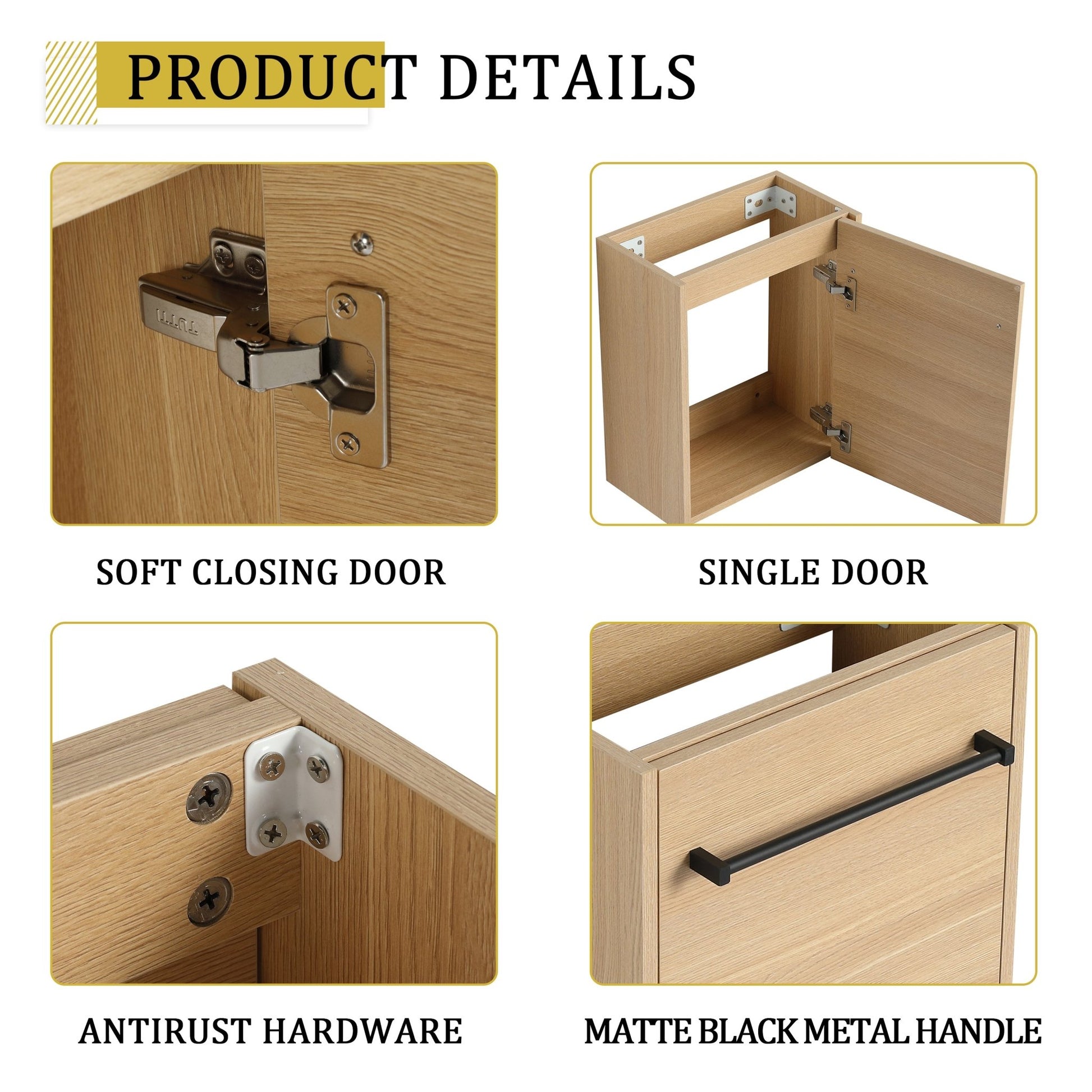 16'' Floating Wall - Mounted Bathroom Vanity with Ceramic Sink & Soft - Close Cabinet Door, For Small Bathroom - 1st Choice Furniture Direct